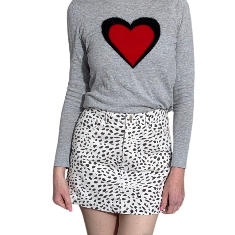 Signature8 Black White Animal Print Denim Mini Skirt Y2K Style Size‎ S